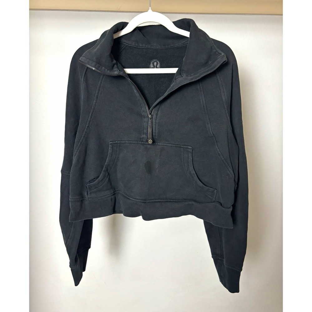 Lululemon Scuba Black Womens Fleece Pullover Hoodie 1/2 Zip LW3DSES M/L
